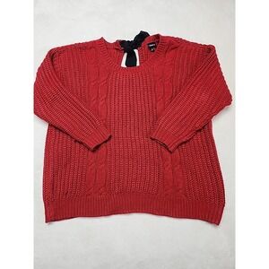 Torrid Red Sweater Cable Knit Long Sleeve‎ Back Tie Keyhole size 0